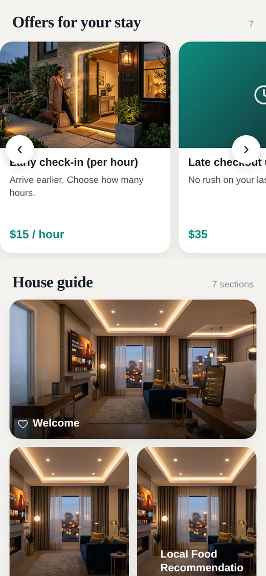 Offers for the stay and the house guide